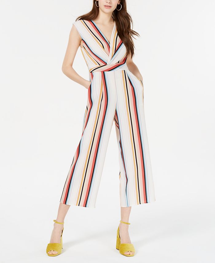 Speechless Juniors' Striped Surplice Jumpsuit, Created for Macy's Macy's