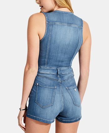 GUESS Bella Sleeveless Denim Romper Macy s