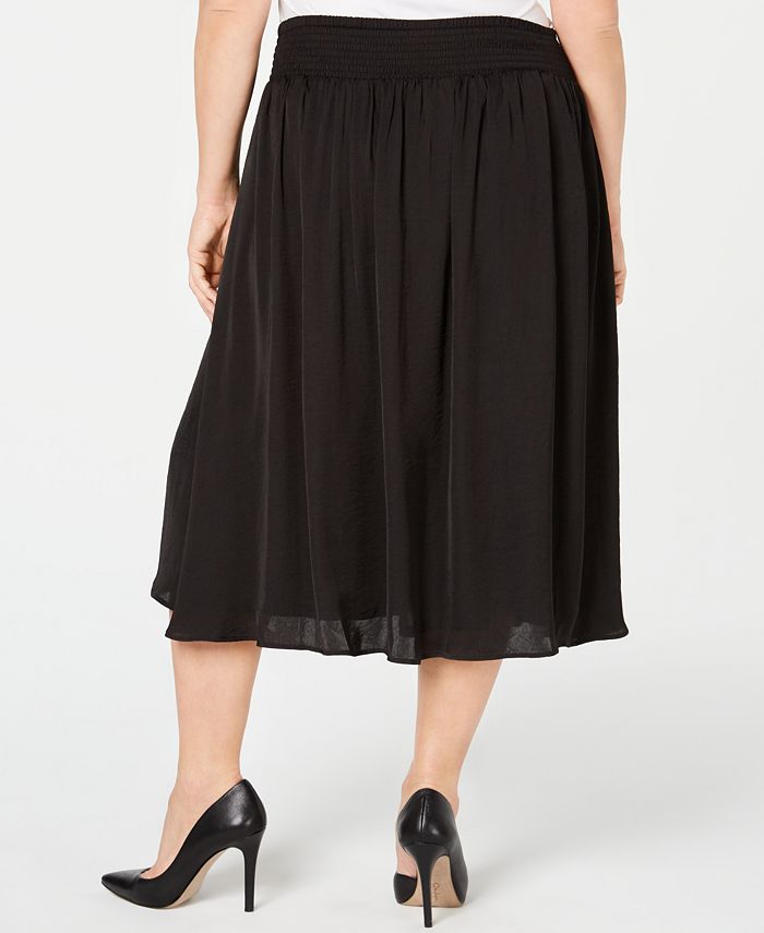 Alfani Plus Size Satin-Tie Midi Skirt, Created for Macy's - Macy's