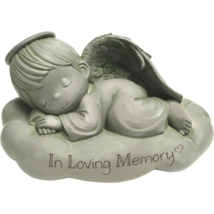 Precious Moments Sleeping Angel In Loving Memory Memorial Resin Garden Stone 183441 In Gray