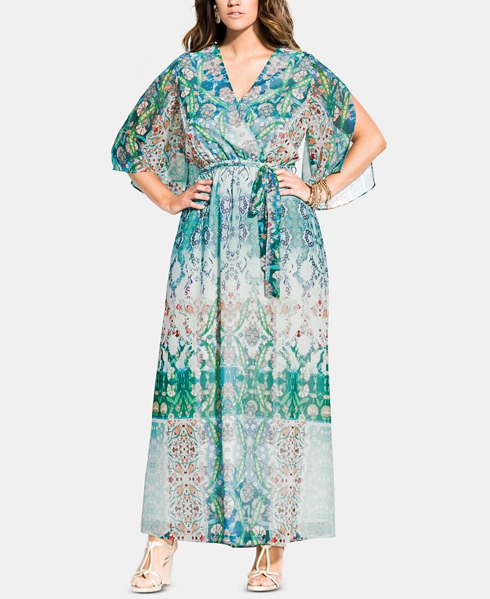 City Chic Trendy Plus Size Istanbul Printed Maxi Dress - Macy's
