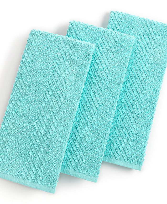 Martha Stewart Collection Aqua Kitchen Towels, Set of 3, Created