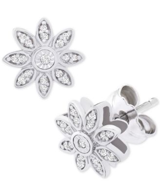 macys diamond flower stud earrings