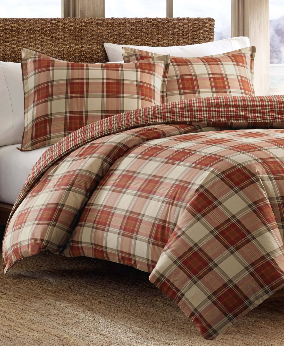 Eddie Bauer Edgewood Plaid Down Alternative Comforter Sets Bedding In Multi Red