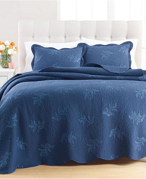Martha Stewart Collection Closeout Stenciled Leaves Twin Twin Xl Quilt Created For Macy S Reviews Quilts Bedspreads Bed Bath Macy S