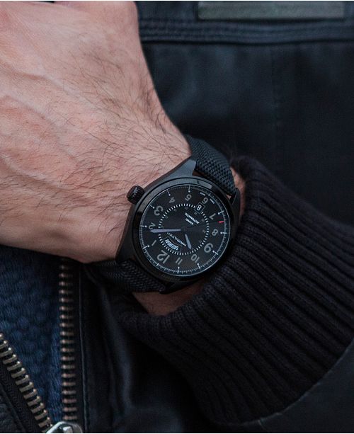 Hamilton Men S Swiss Automatic Khaki Field Black Rubber Strap Watch 42mm H70695735 Reviews All Fine Jewelry Jewelry Watches Macy S