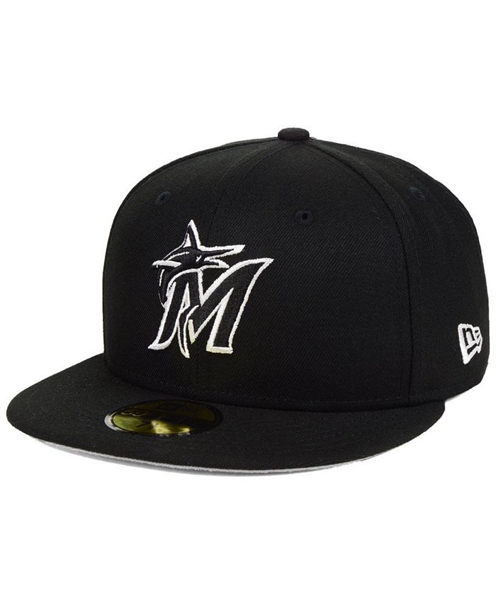 New Era Miami Marlins Black and White Fashion 59FIFTY Fitted Cap - Macy's
