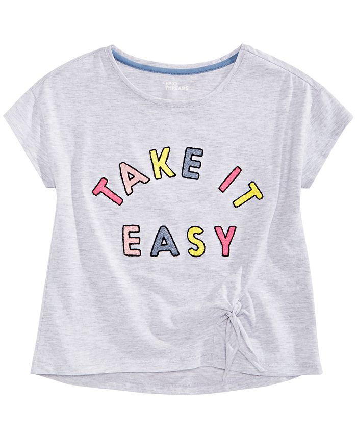 Epic Threads Big Girls Embroidered Side-Tie T-Shirt, Created for Macy's ...