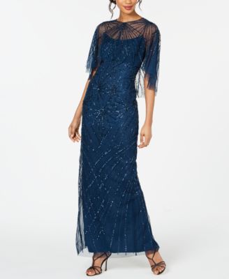 Adrianna Papell Beaded Cape Gown Macy s