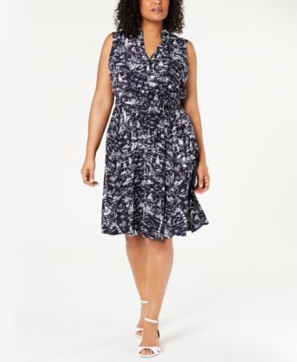 Charter Club - Plus Size Scenic Belted Dress