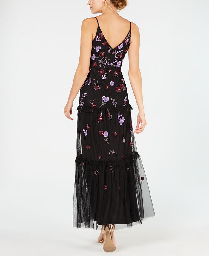 Adrianna Papell Beaded Ruffled Gown - Macy's