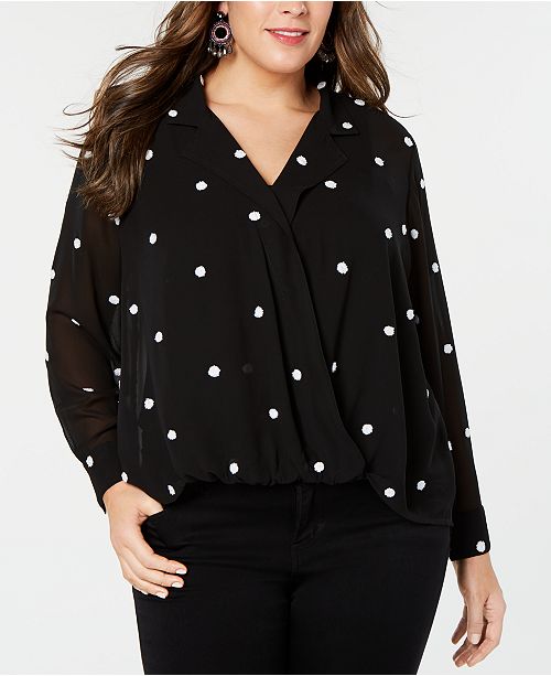 I N C Plus Size Embroidered Surplice Top Created For Macy S