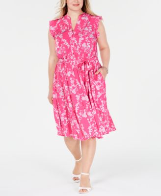 macy's pink plus size dresses