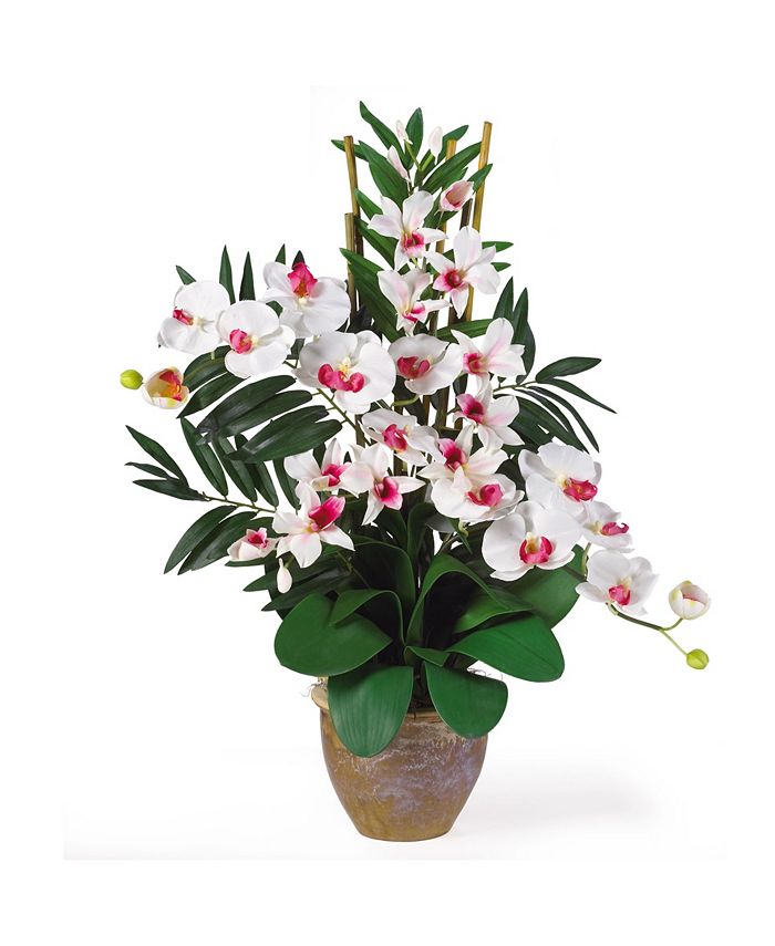 Nearly Natural Double Phalaenopsisdendrobium Silk Flower Arrangement Macys 5206