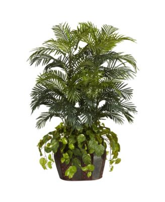 Nearly Natural - 4.5' Double Areca w/ Vase and Pothos Silk Plant