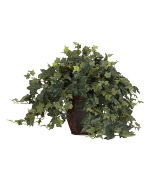 NEARLY NATURAL PUFF IVY W/ DECORATIVE VASE SILK PLANT 