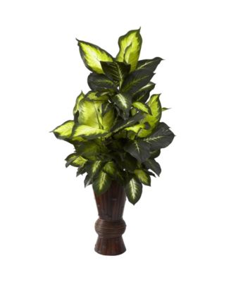 Nearly Natural - Golden Dieffenbachia w/ Bamboo Planter