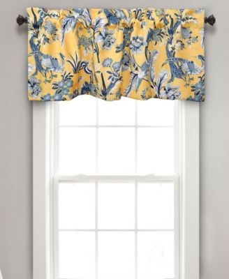 Dolores Light Filtering Floral Bird Print Toile Window Panels, Pair, 52" W x 95" L