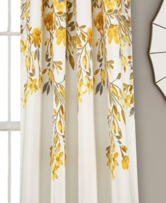 Lush Decor Tanisha Light Filtering Window Curtain Panels Pair 52"W x 84"L Navy & White - Floral Curtains for Bedroom - Drapes - Living Room Curtains