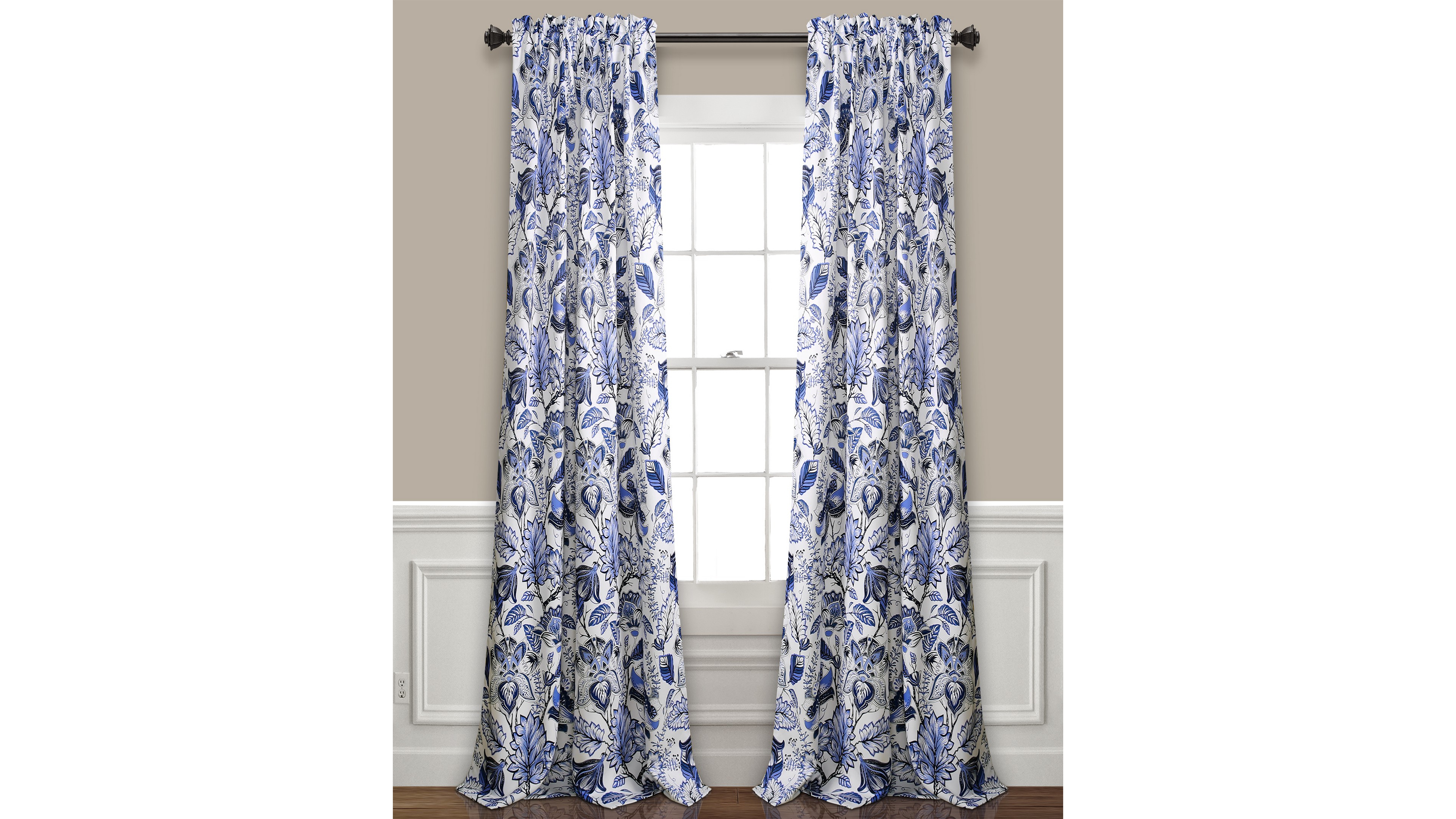Cynthia Jacobean Floral 52" x 108" Curtain Set