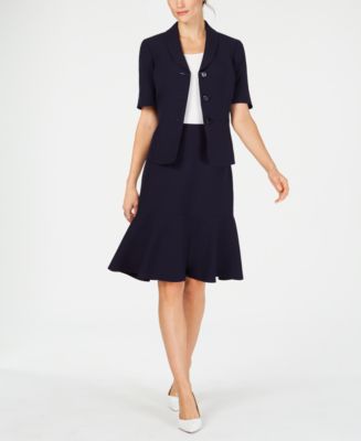 Le Suit Three-Button Short-Sleeve Skirt Suit - Macy's