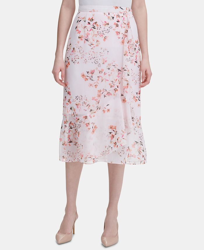 Calvin klein shop floral midi skirt