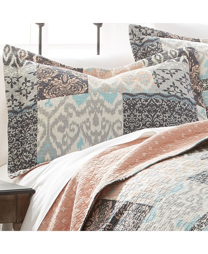 Modern Threads Sanctuary By Pct 100 Cotton 3 Pc Printed Reversible Quilt Sets Sylvia Full/Queen