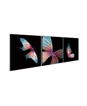 Chic Home Decor Butterfly 3 Piece Set Wrapped Canvas Wall Art Painting ...
