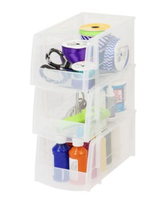 USA 8 Pack Medium Storage Basket, Stackable Open Front Organizer Bin for Pantry, Clear