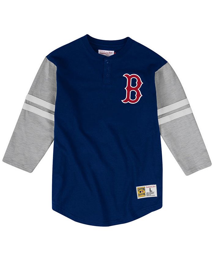 Boston Red Sox Baseball Henley Shirt Blue Large