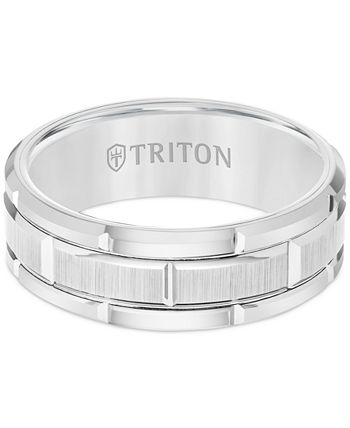 Triton - Men's Ring, 8mm Wedding Band in White or Black Tungsten
