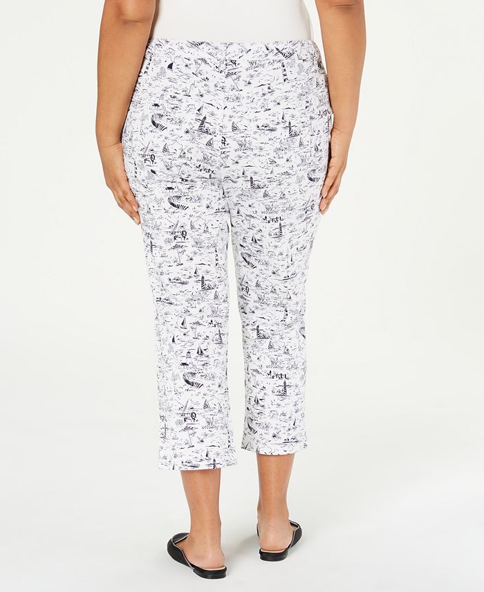 Charter Club Plus Size Printed Bristol Capri Jeans, Created for Macy's ...