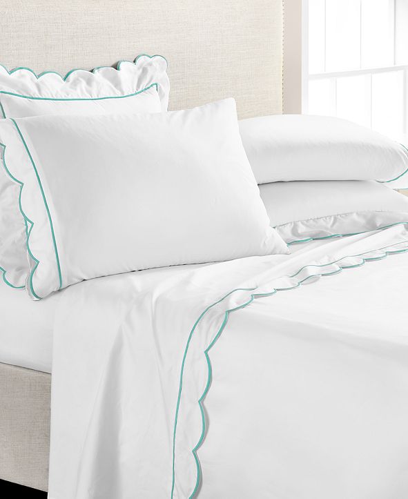 Martha Stewart Collection Signature Scallop 4Pc. Queen Sheet Set, 400