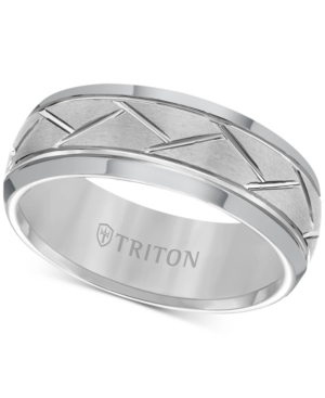 image of Triton Men-s Tungsten Carbide 8mm Diagonal Accent Ring