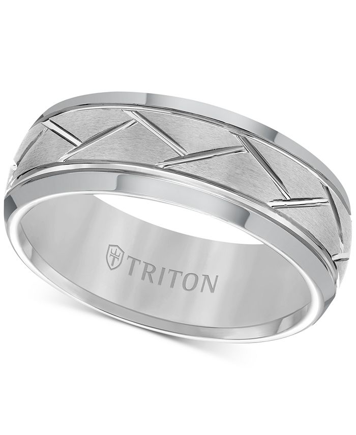 Triton Men's Tungsten Carbide 8mm Diagonal Accent Ring Macy's