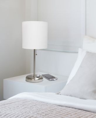 Lime Lights Stick Lamp with USB charging port and Fabric Shade