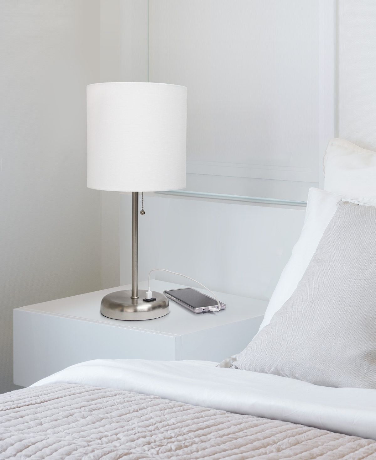Lime Lights Stick Lamp with Usb charging port and Fabric Shade