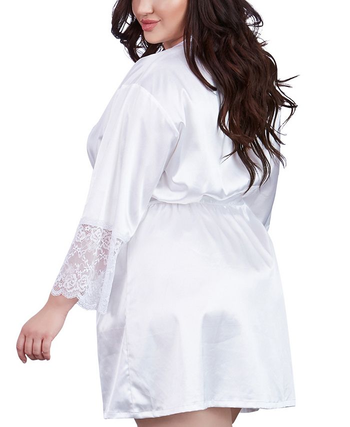 Dreamgirl Plus Size Satin Charmeuse Robe, Online Only Macy's