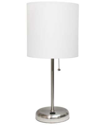 Lime Lights Stick Lamp with USB charging port and Fabric Shade