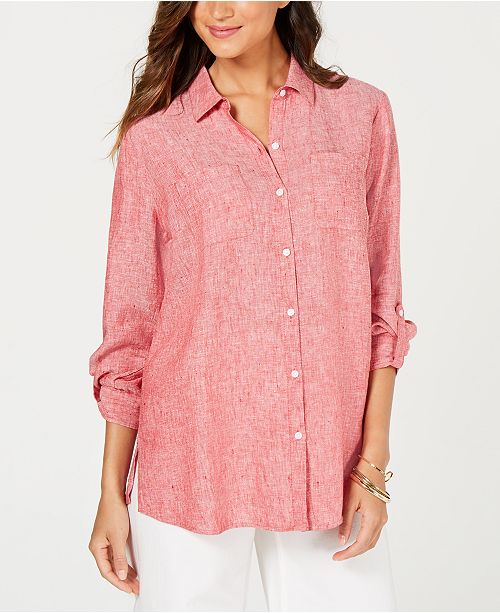 Charter Club Linen Utility Shirt, Created for Macy's ...