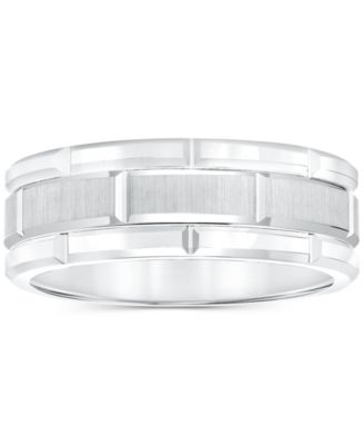 Men's Ring, 8mm Wedding Band in White or Black Tungsten