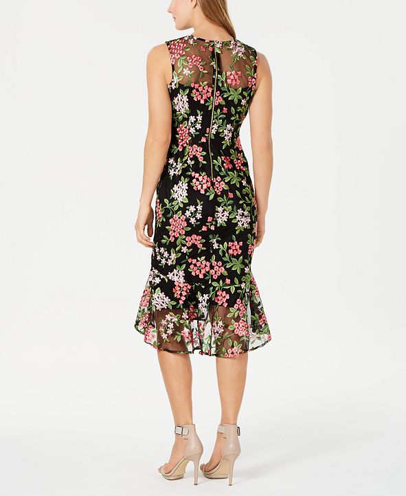 Calvin Klein Petite Floral Lace Midi Dress & Reviews - Dresses ...