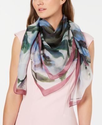 Vince Camuto Watercolor Flowers Silk Square Scarf - Macy's