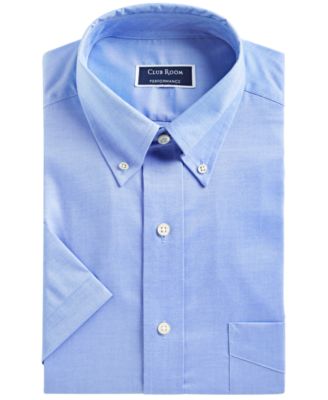 Club Room Mens Regular Fit Stretch Wrinkle Resistant Solid Pinpoint Dress Shirt Red Size 17 36 37