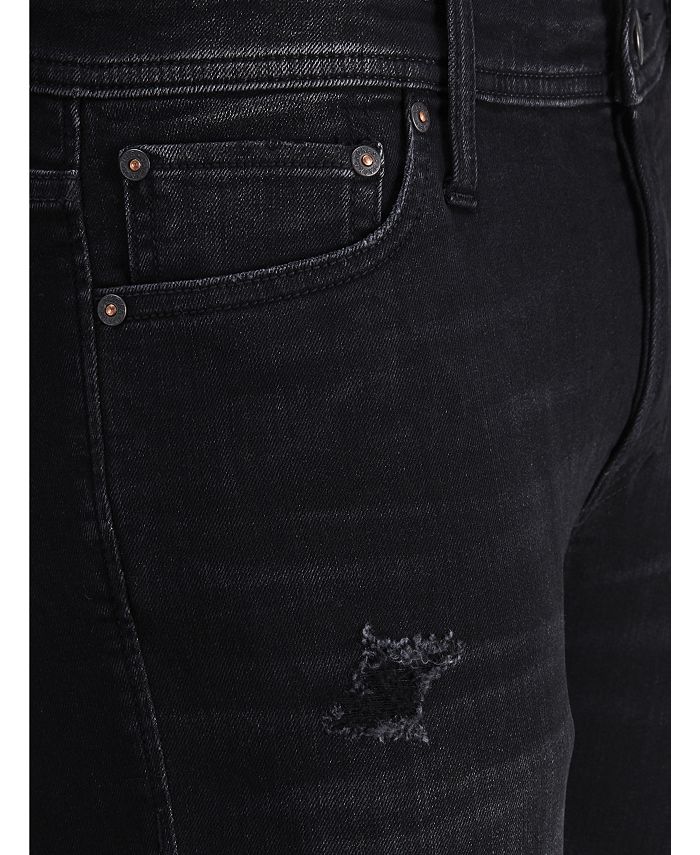 Jack & Jones Men's Slim Fit Black Glenn Jeans With Used Details - Macy's