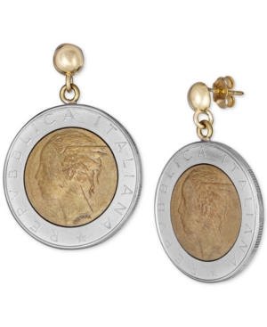 image of Lire-Look Coin Drop Earrings in Sterling Silver & 14k Gold Vermeil