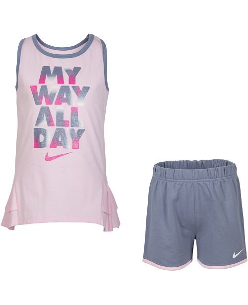 Nike Toddler Girls 2 Pc Ruffle Tank Top Shorts Set Reviews