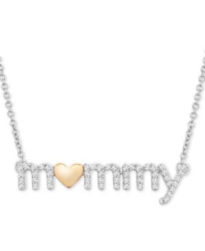 image of Diamond Mommy Heart Pendant Necklace (1/6 ct. t.w.) in Sterling Silver & 14k Gold-Plate, 18