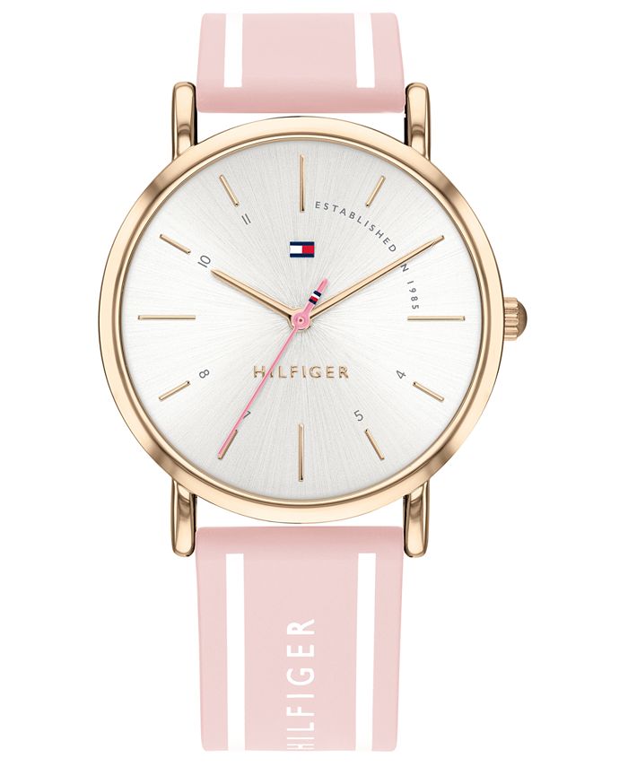 Tommy Hilfiger Women's Pink Silcone Strap Watch 35mm Created for & Reviews - Macy's