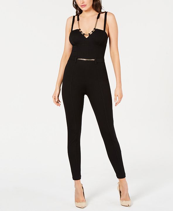 GUESS Chain-Embellished Seam-Detail Jumpsuit & Reviews - Dresses ...